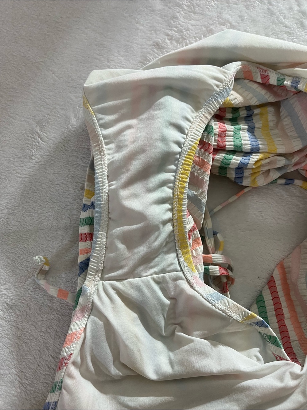 J.Crew Swimsuit rainbow stripe strappy back seersucker material Women’s 16 - Picture 14 of 14